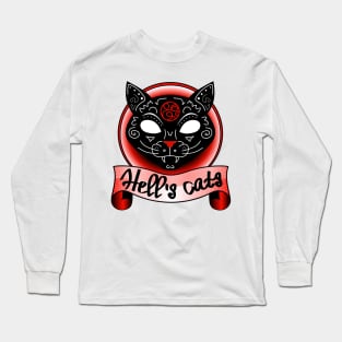 Black witch demonic cat Long Sleeve T-Shirt